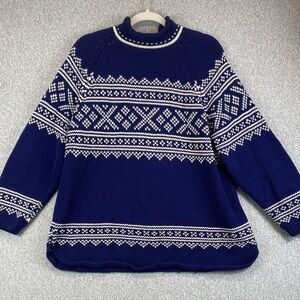 Vtg Eddie Bauer funnel neck sweater fair isle M fisherman quiet luxury preppy